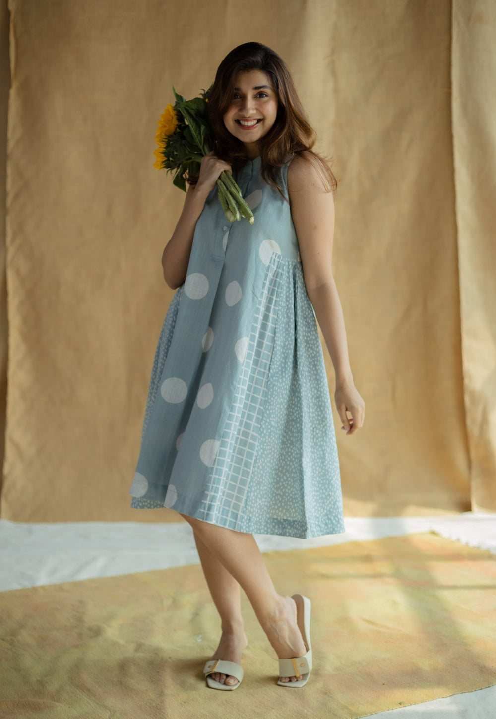 Amaya Hand Block Print Cotton A-Line Dress main image 0