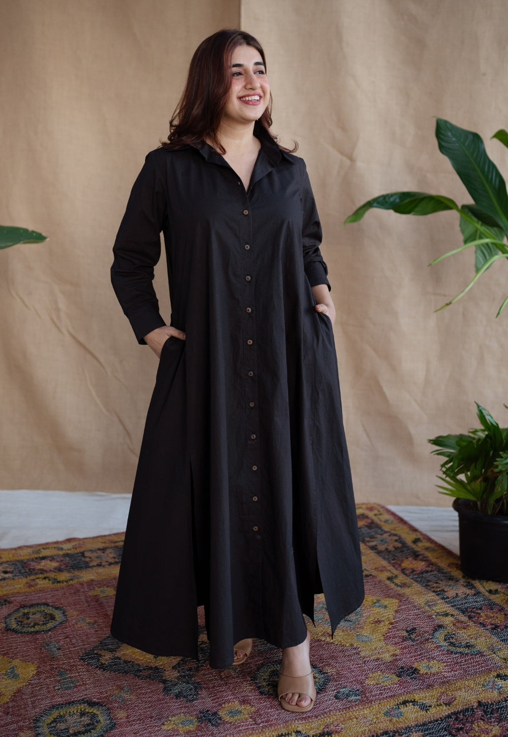 W-356 2Pc Maroon Cotton Embroidered Dress main image 1