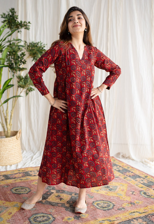 Safah Bagru Ajrakh Cotton Dress