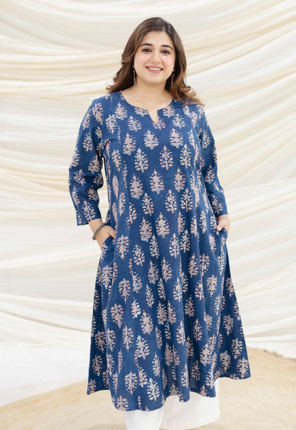 Andaaz Kurtis Women's Indian Cotton Kurti Tunic Dress - Bollywood Style Ethnic Long Top With 3/4 Sleeves (40 Inch Length) Indian Cotton Kurta Andaaz Kurtis Women's Indian Cotton Kurti Tunic Dress - Bollywood Style Ethnic Long Top With 3/4 Sleeves (40 Inch Length) Indian Cotton Kurta