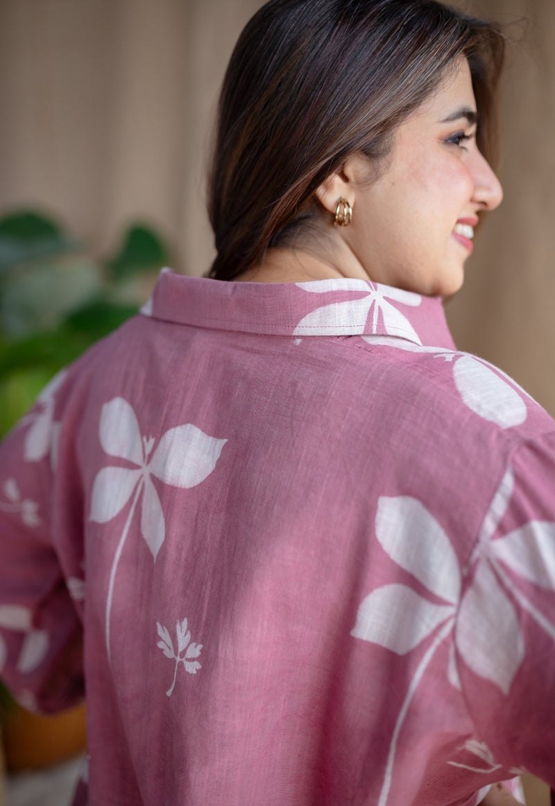 Naziha Dabu Slub Cotton Hand Embroidered Co-ord Set