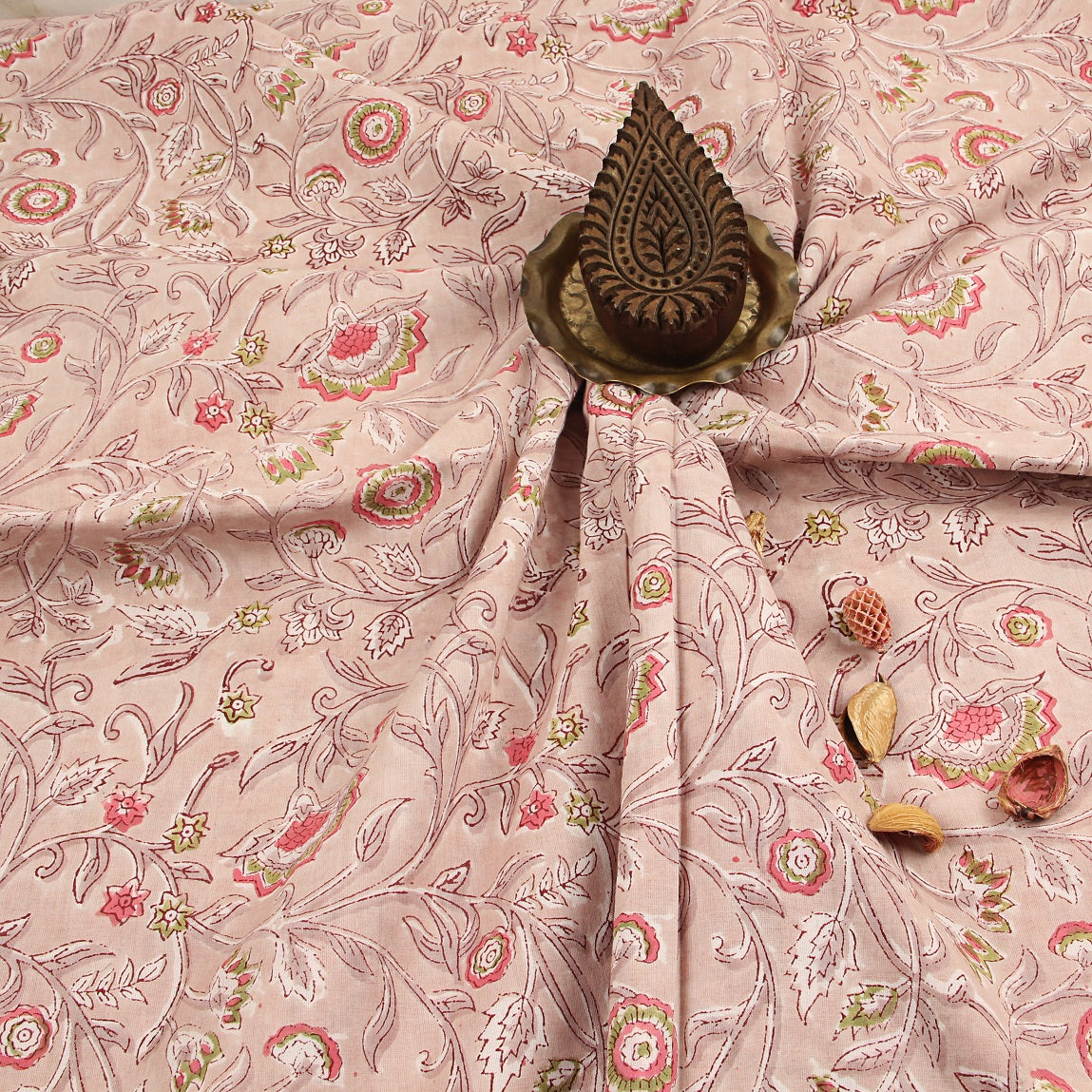Pink Jaal Printed Cotton Fabric main image 1