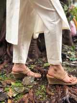 Cream Organic Shell Buttoned Kurta + Pant | Relove