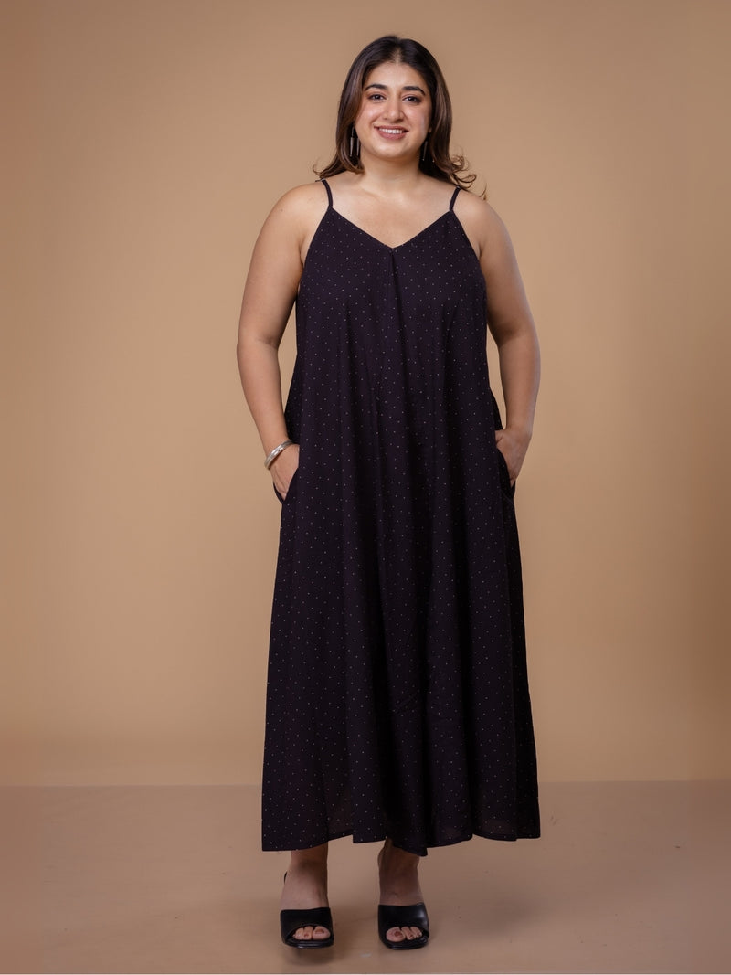 Zoyel Black Ajrakh Cotton A Line Dress