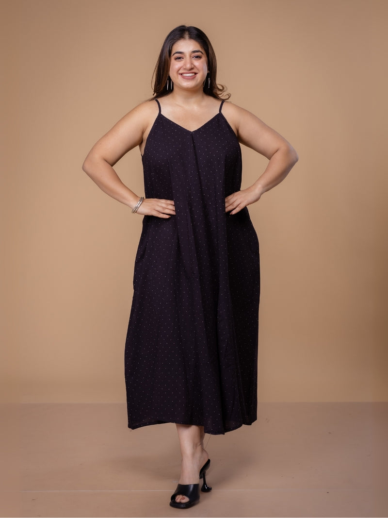 Zoyel Black Ajrakh Cotton A Line Dress