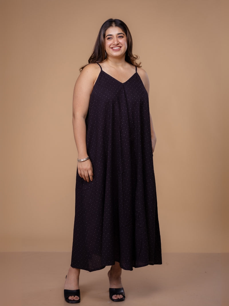 Zoyel Black Ajrakh Cotton A Line Dress