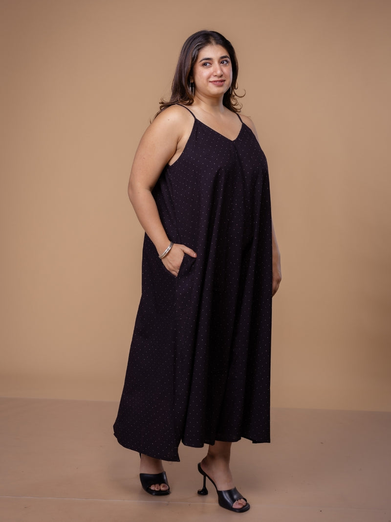 Zoyel Black Ajrakh Cotton A Line Dress