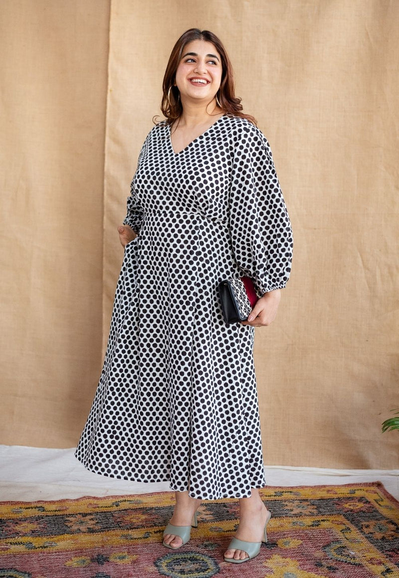 Rahima Black Dabu Cotton A Line Dress