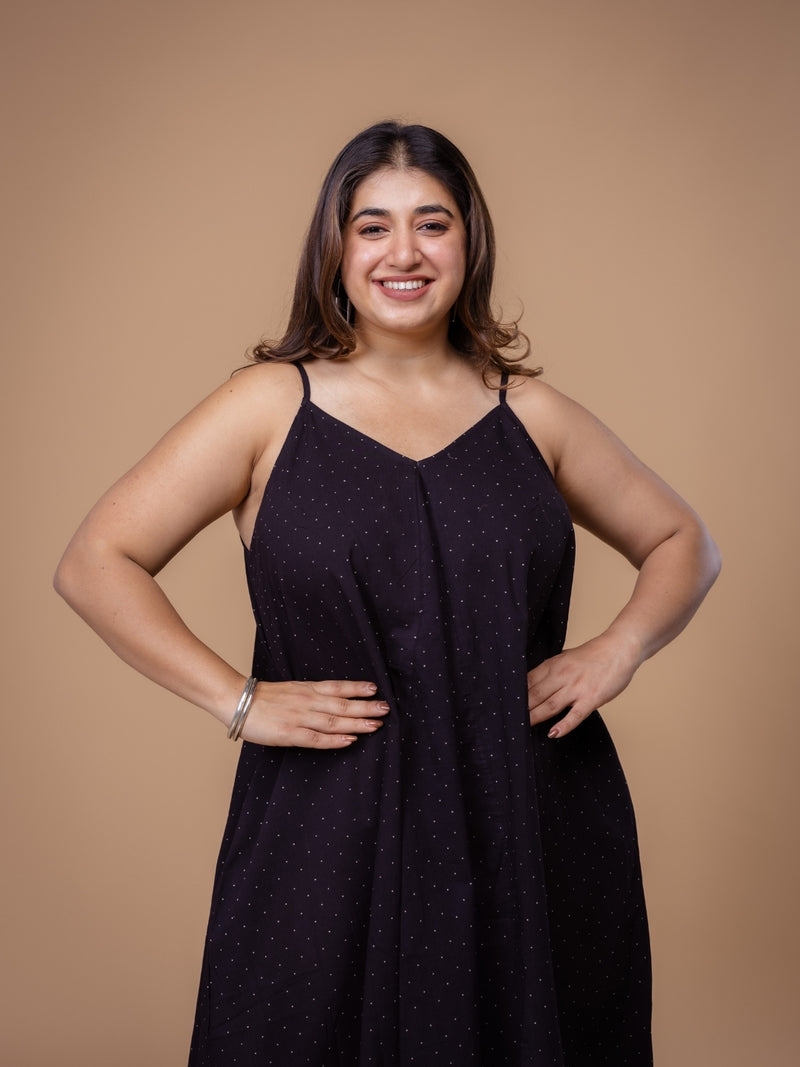 Zoyel Black Ajrakh Cotton A Line Dress