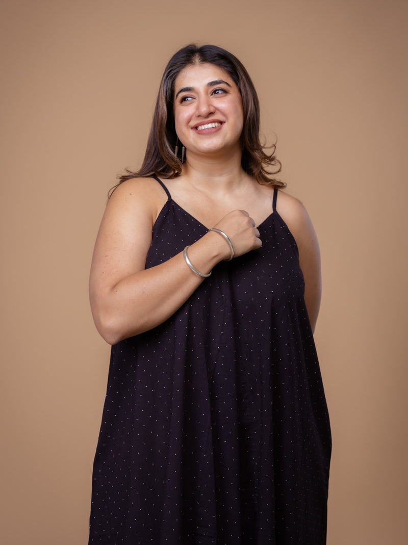 Zoyel Black Ajrakh Cotton A Line Dress