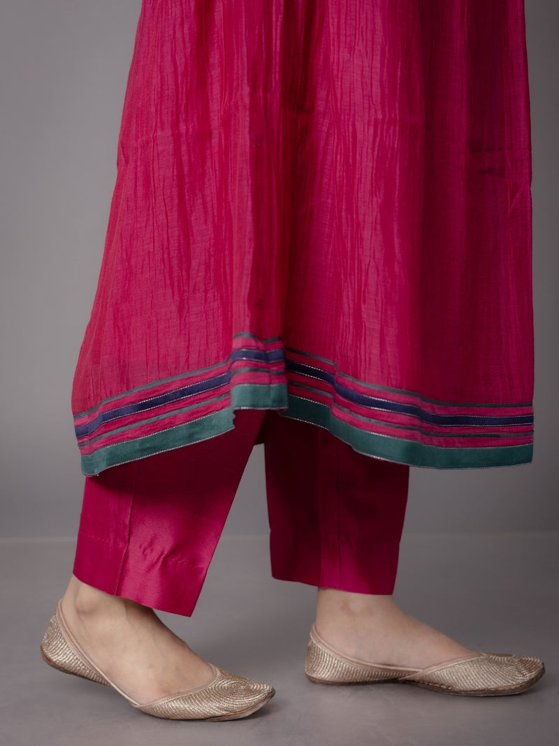 Prita Pink Solid Chanderi Silk Narrow Pant