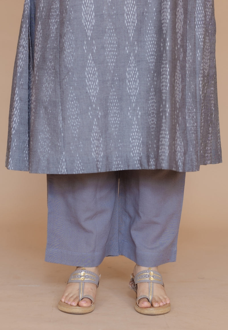 Yashi Grey Solid Cotton Flex Straight Pant