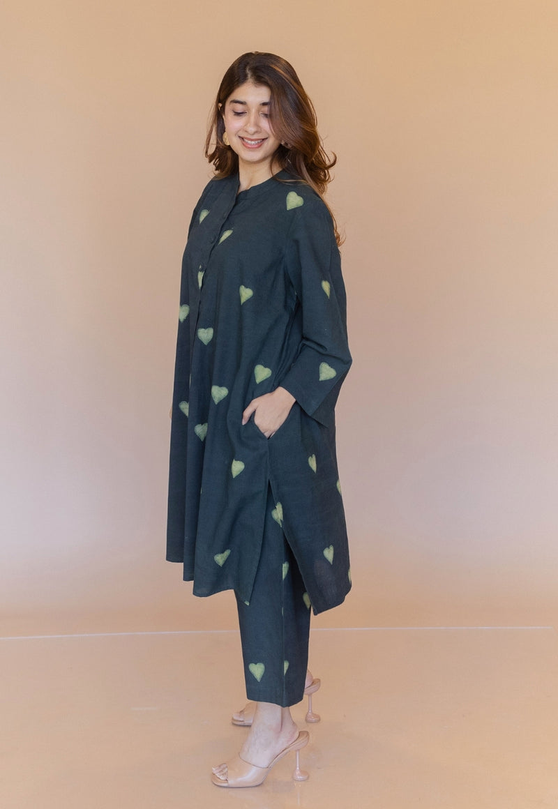 Ayaat Green Dabu Cotton Anti-Fit Kurta
