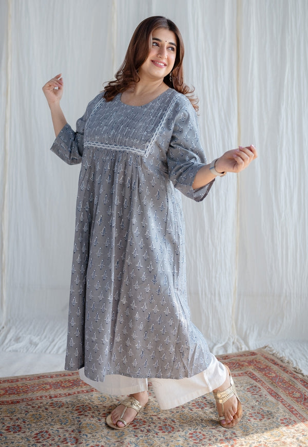 Ethnic Cotton Long Sleeve Nighty, Floral, Stitched at Rs 215/piece