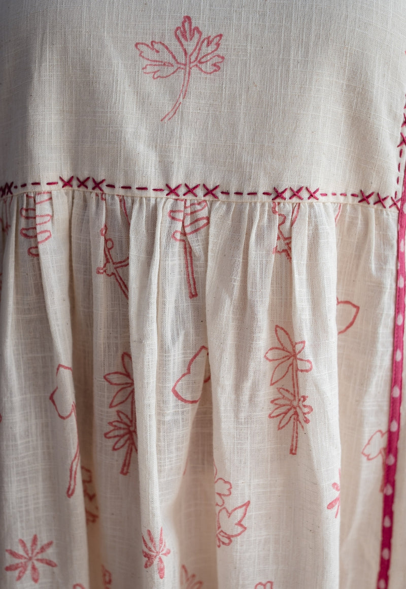Shaba Dabu Slub Cotton Hand Embroidered Dress