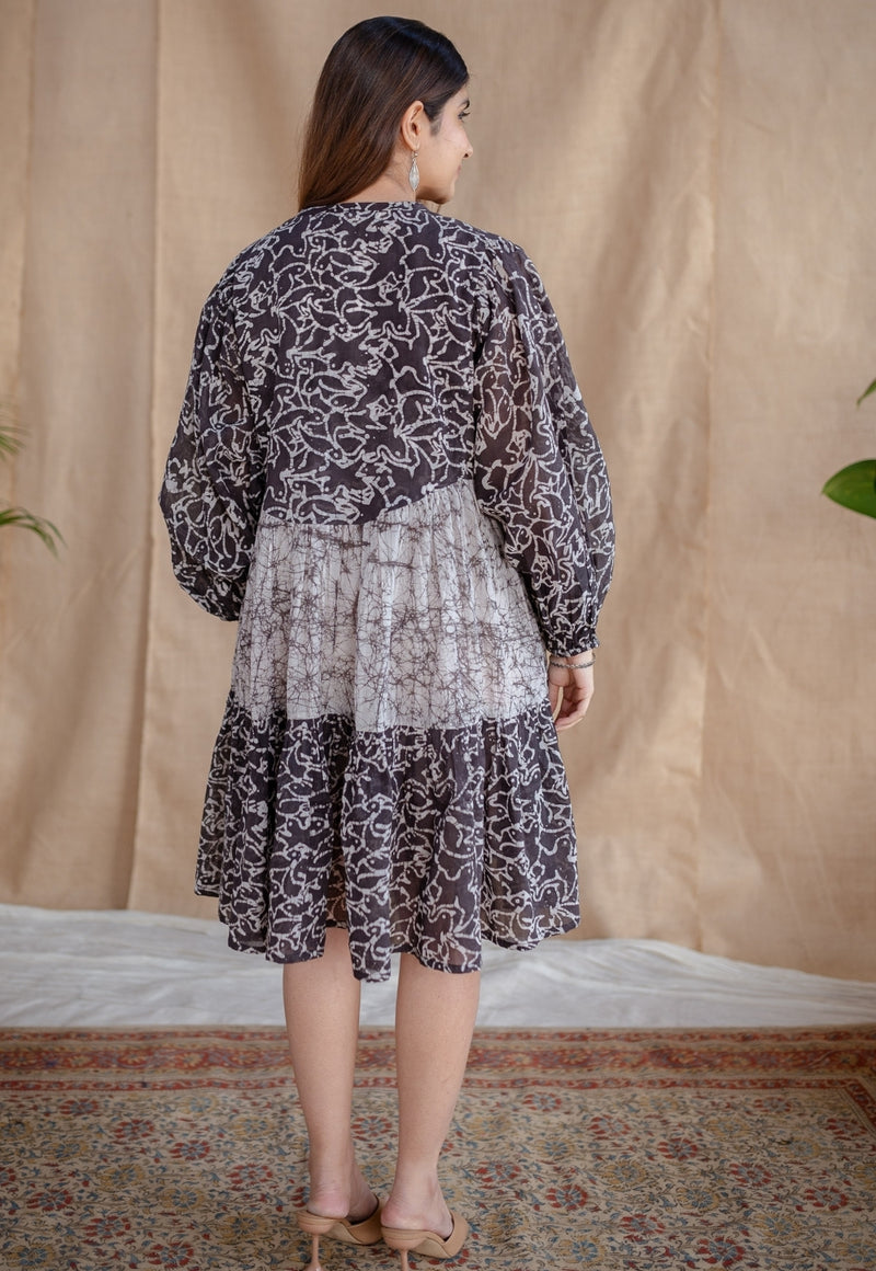 Yuvani Charcoal Batik MulMul Cotton Loose Dress