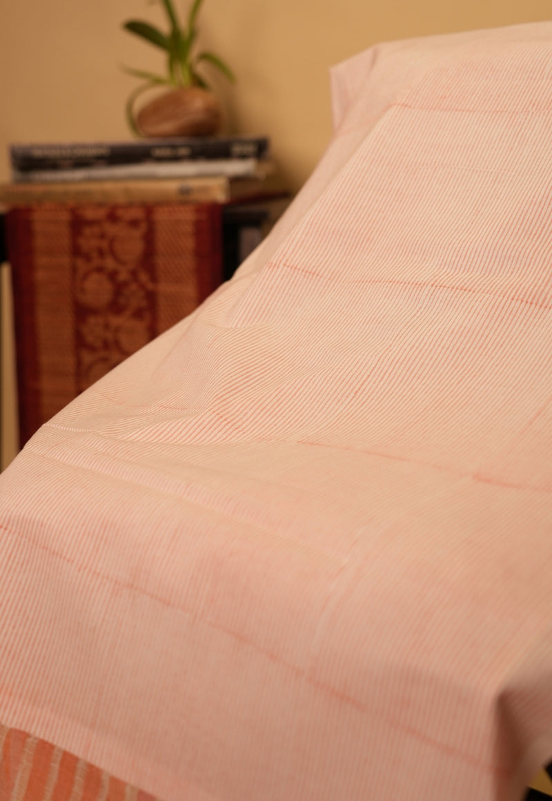 Pink Floral Sanganeri Hand Block Print Kota Doria Saree