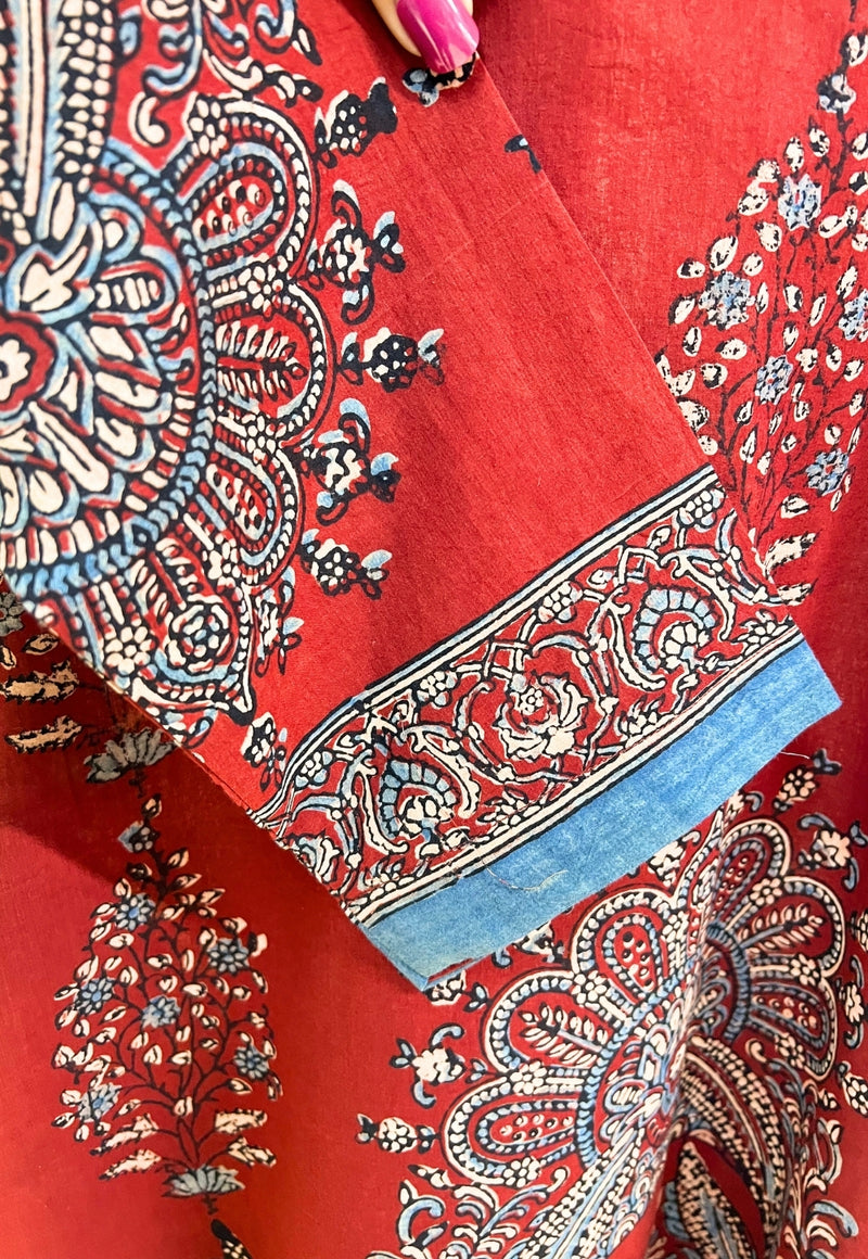 Elisha Red Ajrakh Cotton Straight Kurta