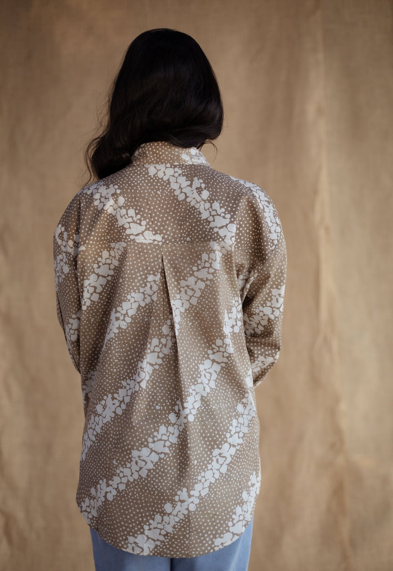 Ruhi Beige Batik Cotton Loose Shirt