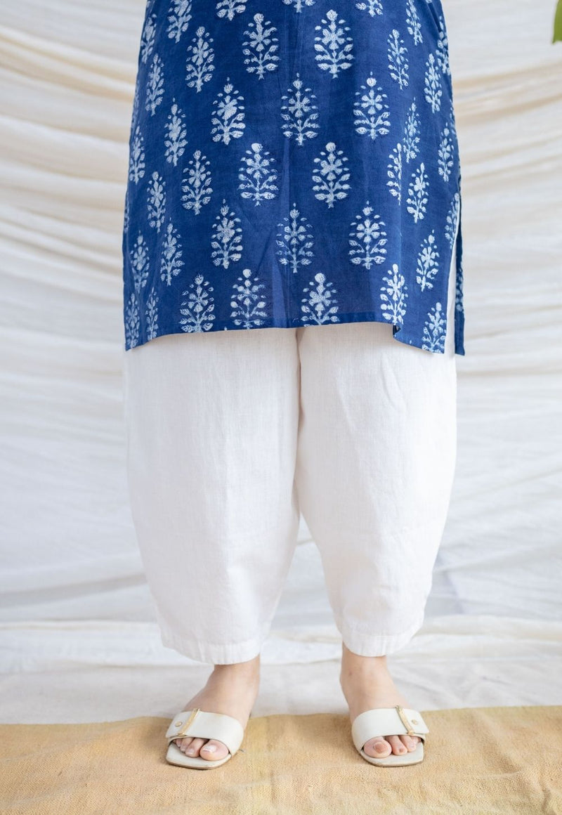 Anaya Indigo Dabu Cotton Straight Kurta