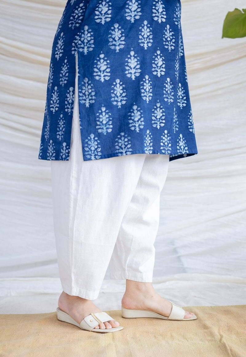 Anaya Indigo Dabu Cotton Straight Kurta