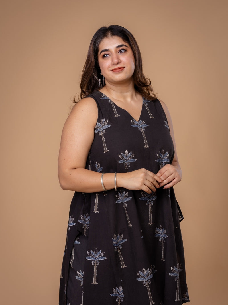 Arvika Black Ajrakh Cotton A Line Co-Ord Set