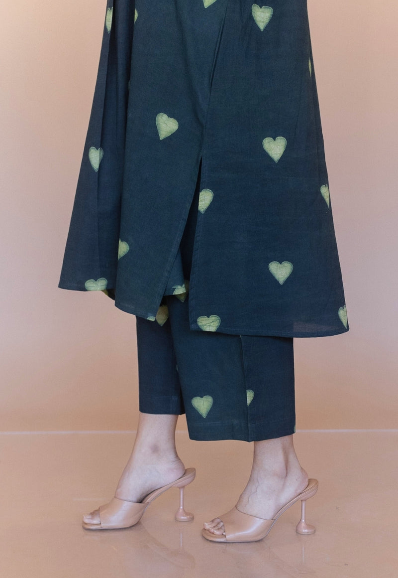 Ayaat Green Dabu Cotton Anti-Fit Kurta