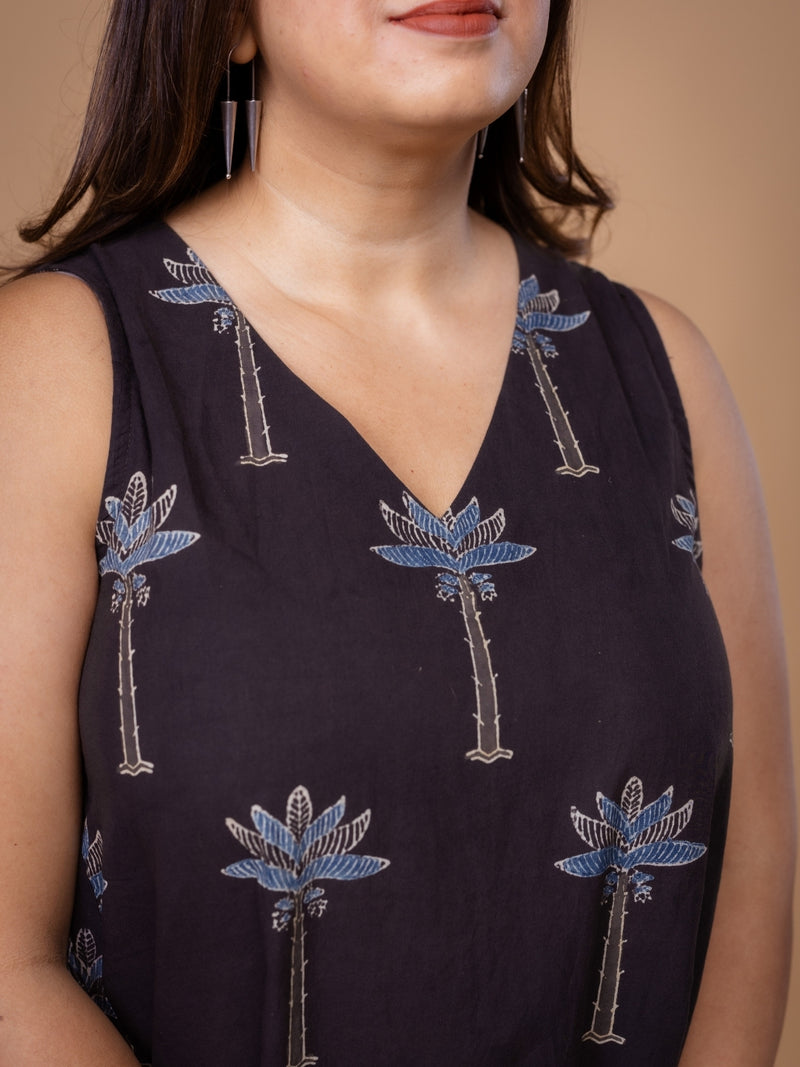 Arvika Black Ajrakh Cotton A Line Co-Ord Set