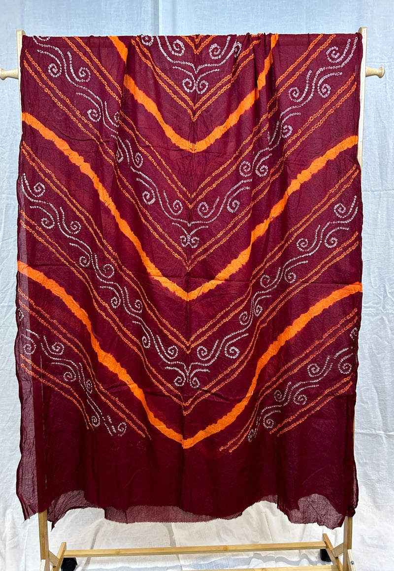 Maroon Bandhej Cotton Dupatta