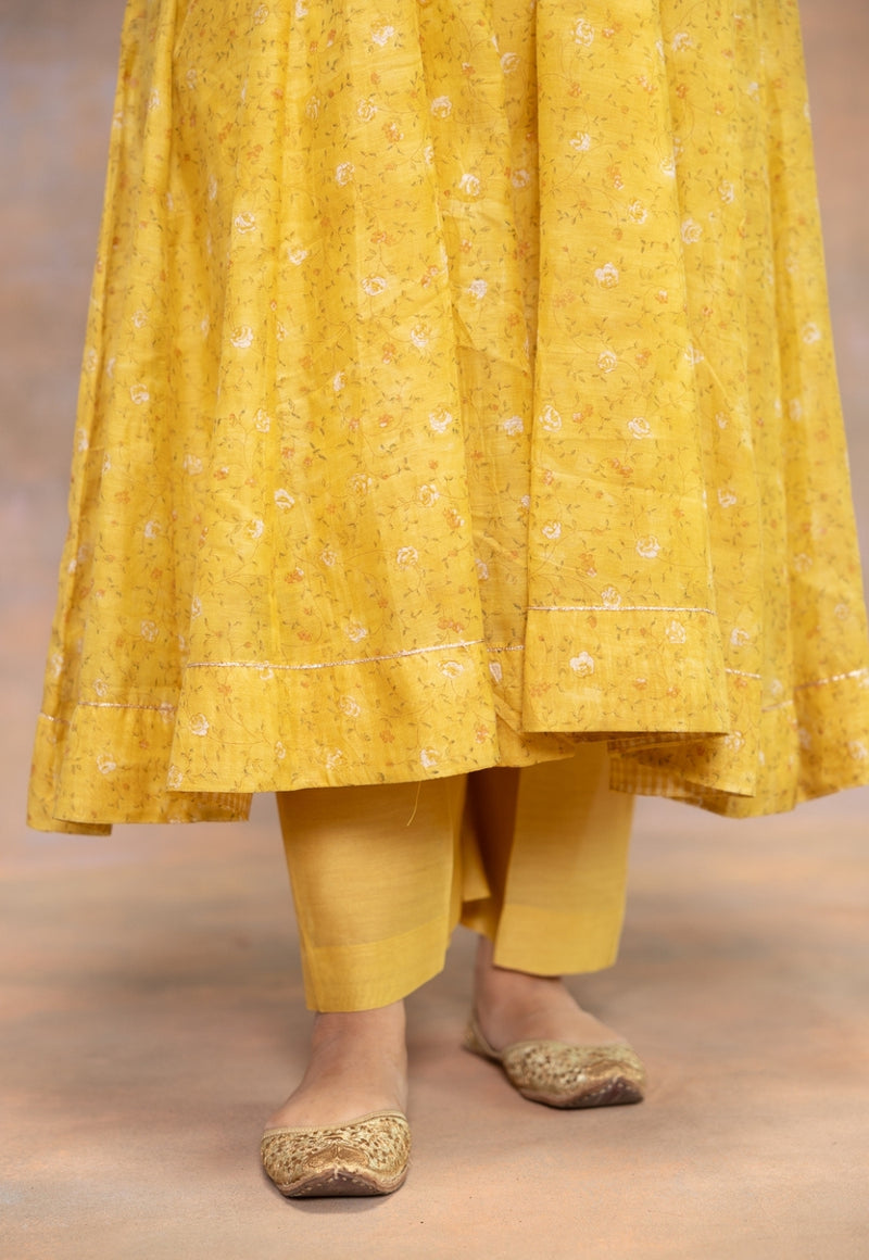Yashi Yellow Solid Chanderi Silk Straight Pant