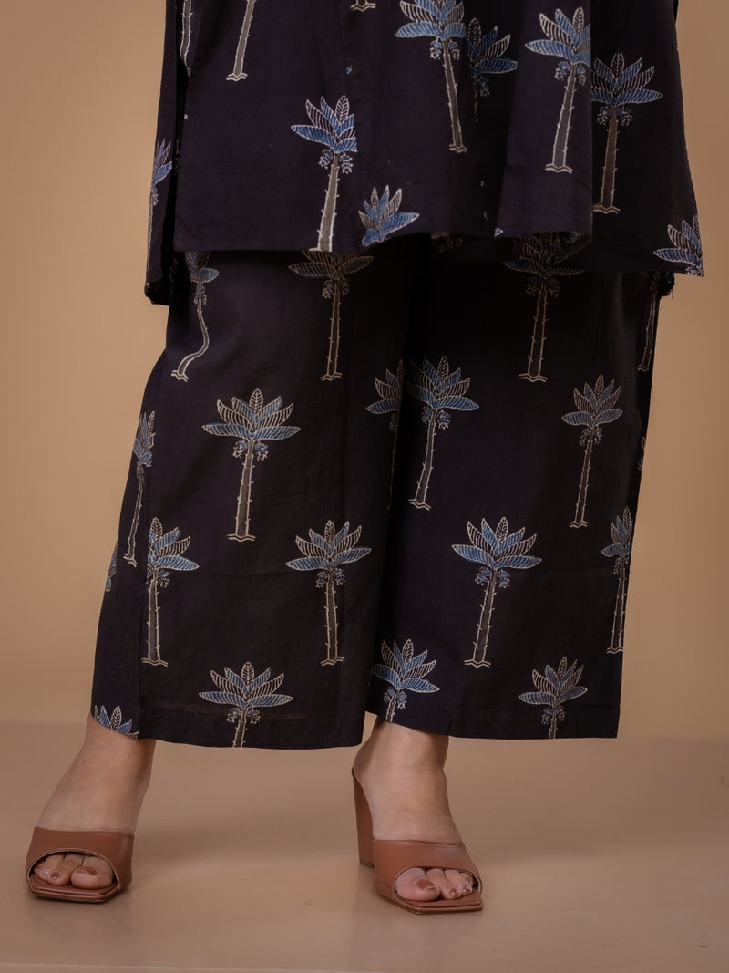 Arvika Black Ajrakh Cotton A Line Co-Ord Set