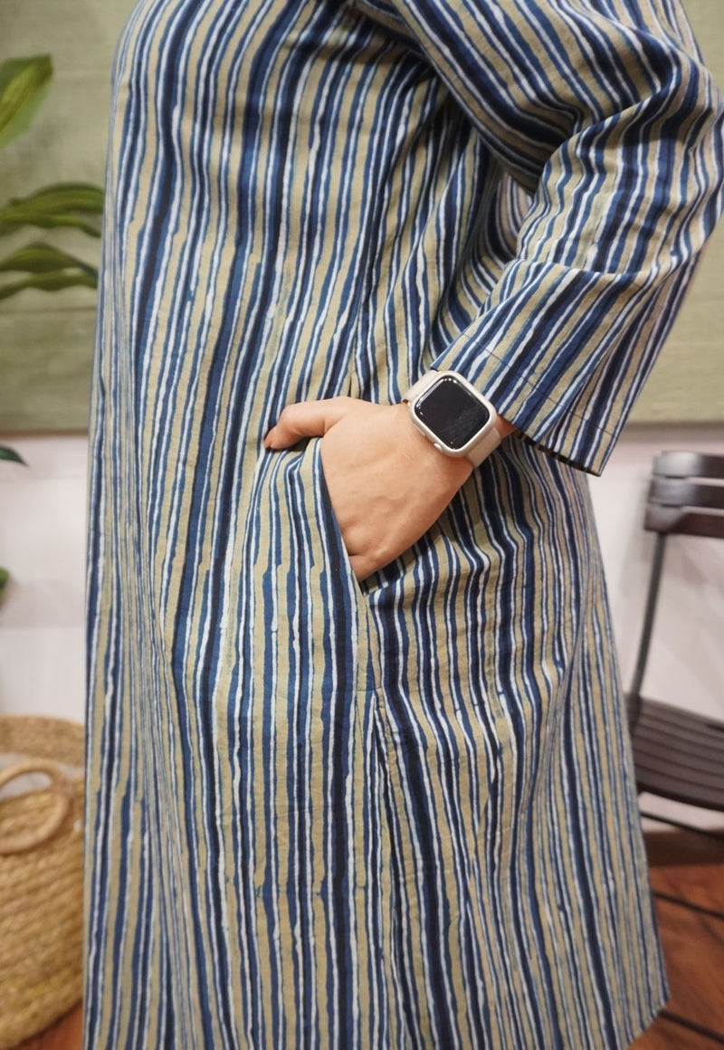 Blue Ajrakh Cotton Kurta