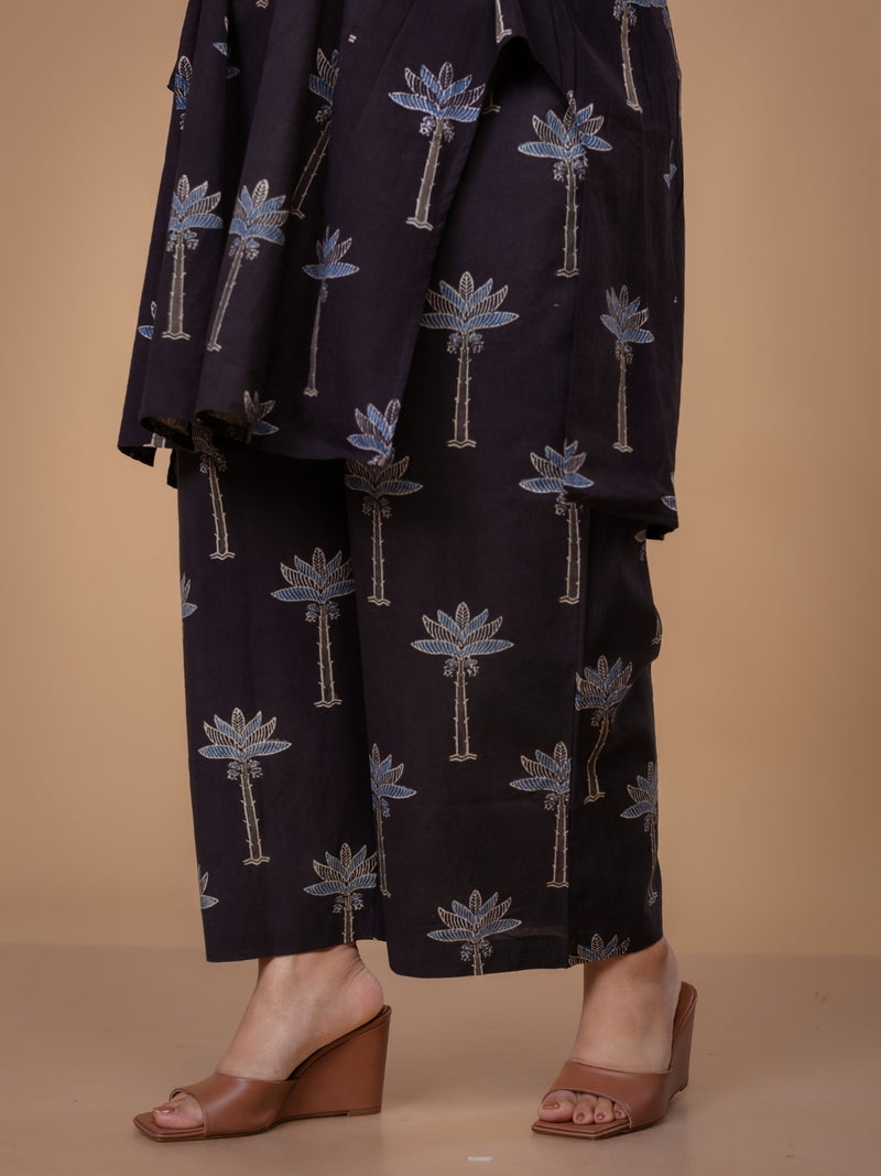 Arvika Black Ajrakh Cotton A Line Co-Ord Set