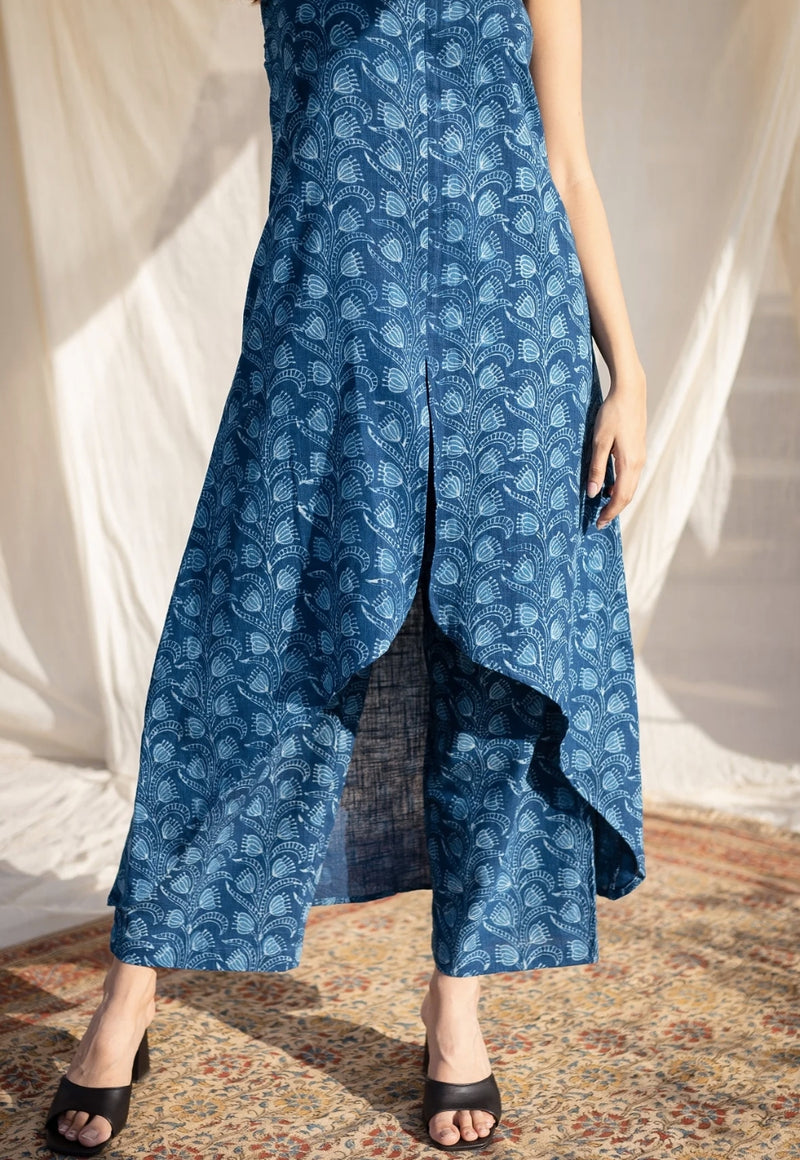 Nitisha Dabu Indigo Slub Cotton Co-Ord Set