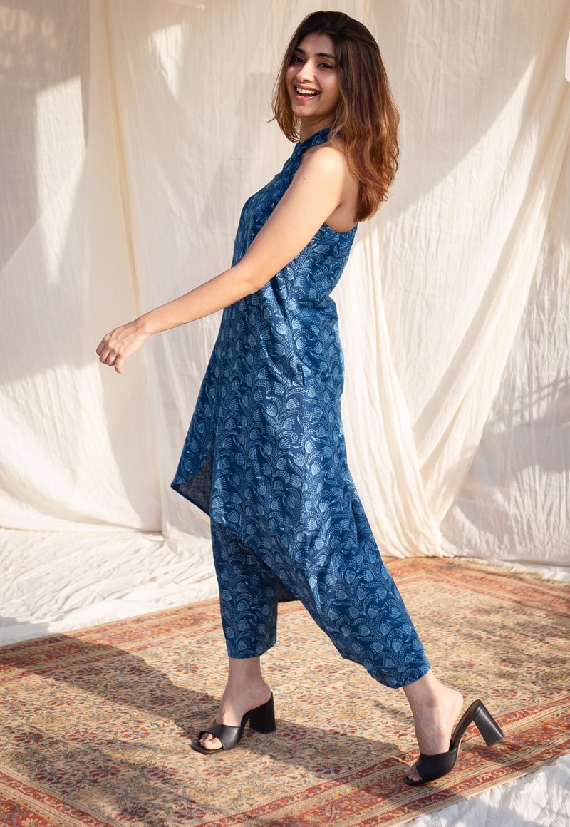 Nitisha Dabu Indigo Slub Cotton Co-Ord Set