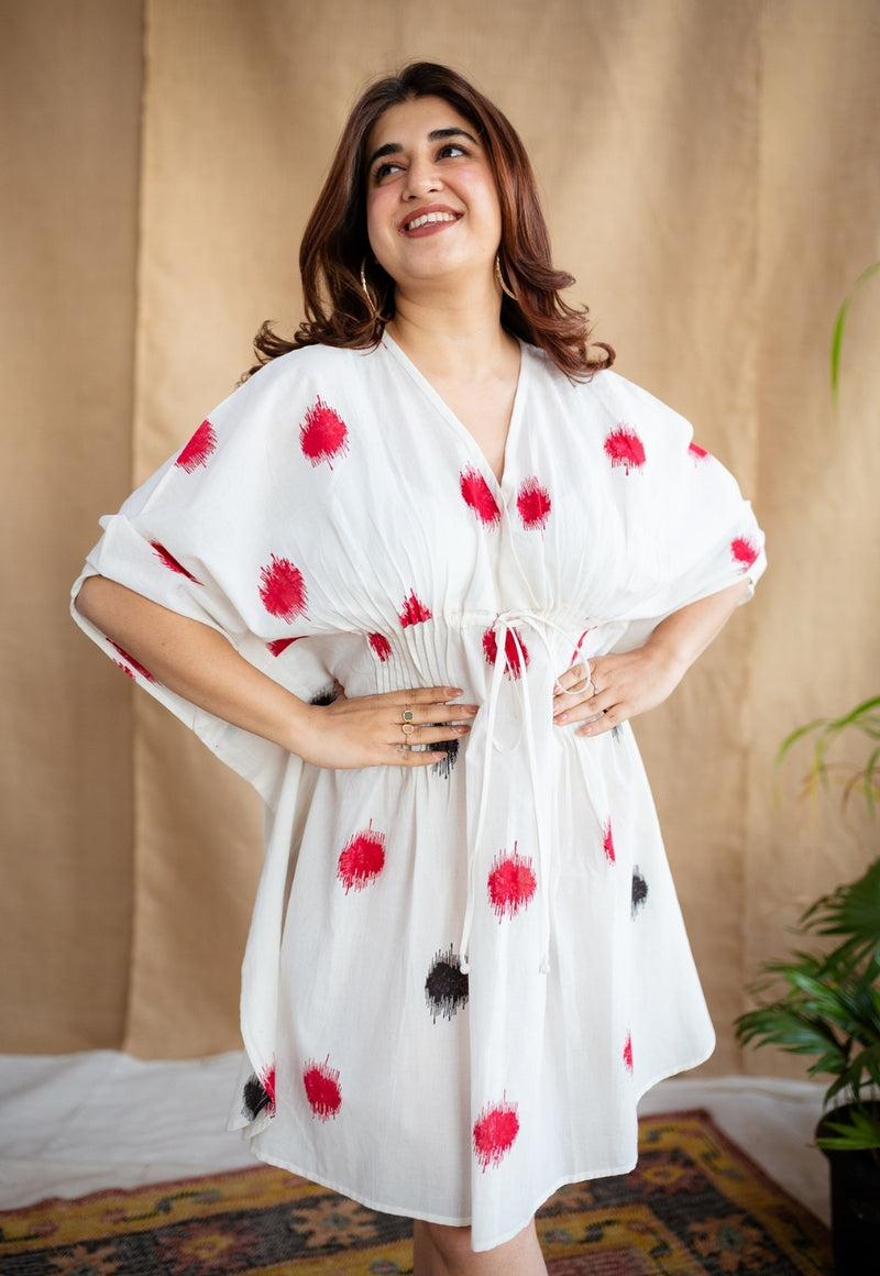 Ajiya Block Printed Cotton Kaftan Dress
