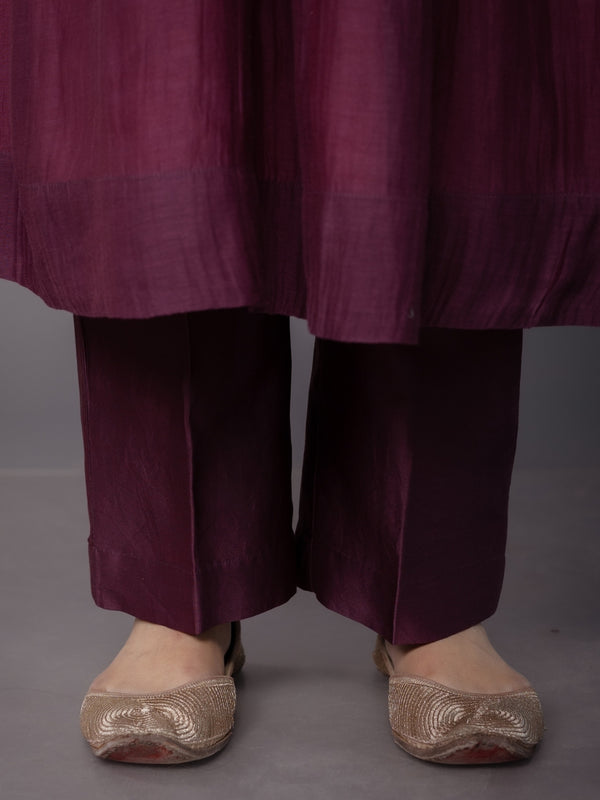 Yashi Purple Solid Chanderi Silk Straight Pant
