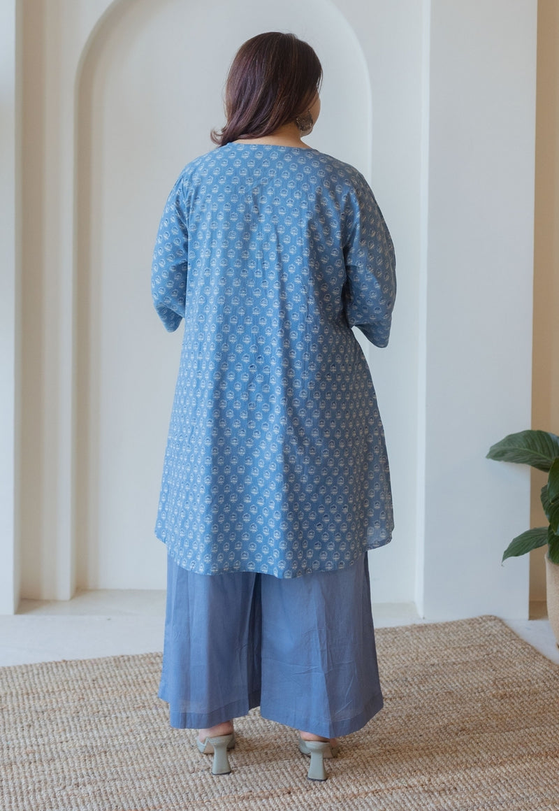 Shaili Blue Ajrakh Cotton A Line Kurta