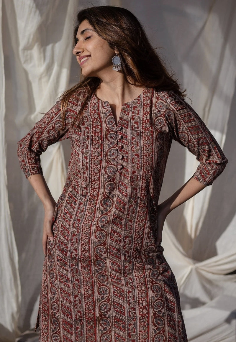 Naveli Kalamkari Cotton Kurta