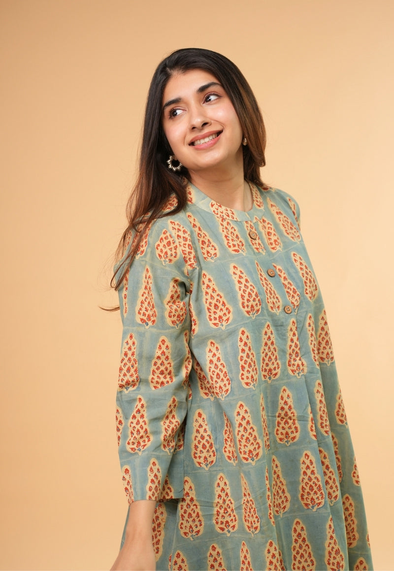 Ayaat Blue Ajrakh Cotton Straight Co-Ord Set