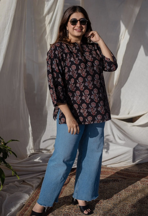 Rubina Ajrakh Cotton Short Top