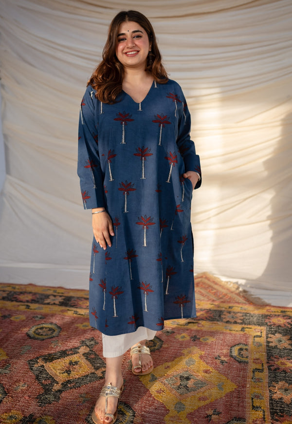 Shabina Ajrakh Cotton Jhabba Kali Kurta