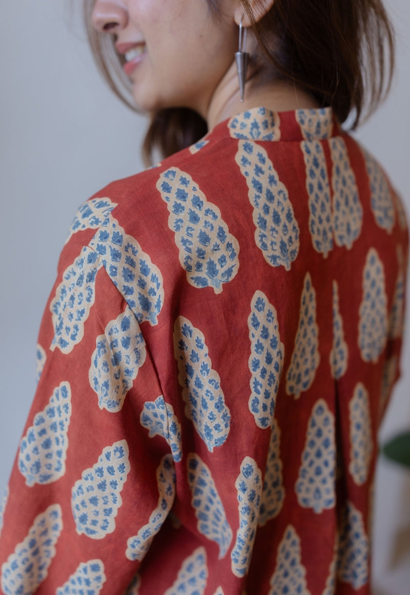 Ayaat Red Ajrakh Cotton Anti-Fit Kurta