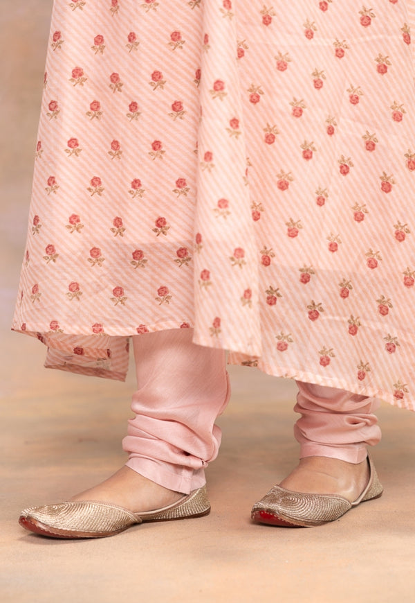 Miral Pink Solid Cotton Satin Churidar