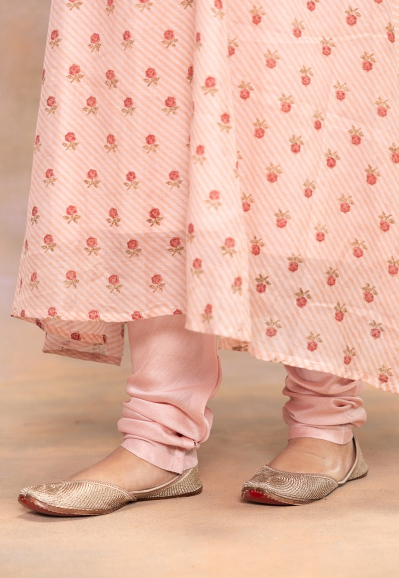 Miral Pink Solid Cotton Satin Churidar