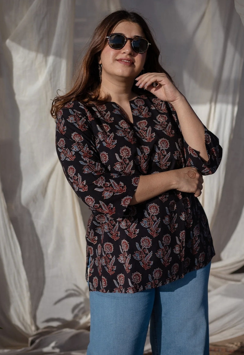 Rubina Ajrakh Cotton Short Top