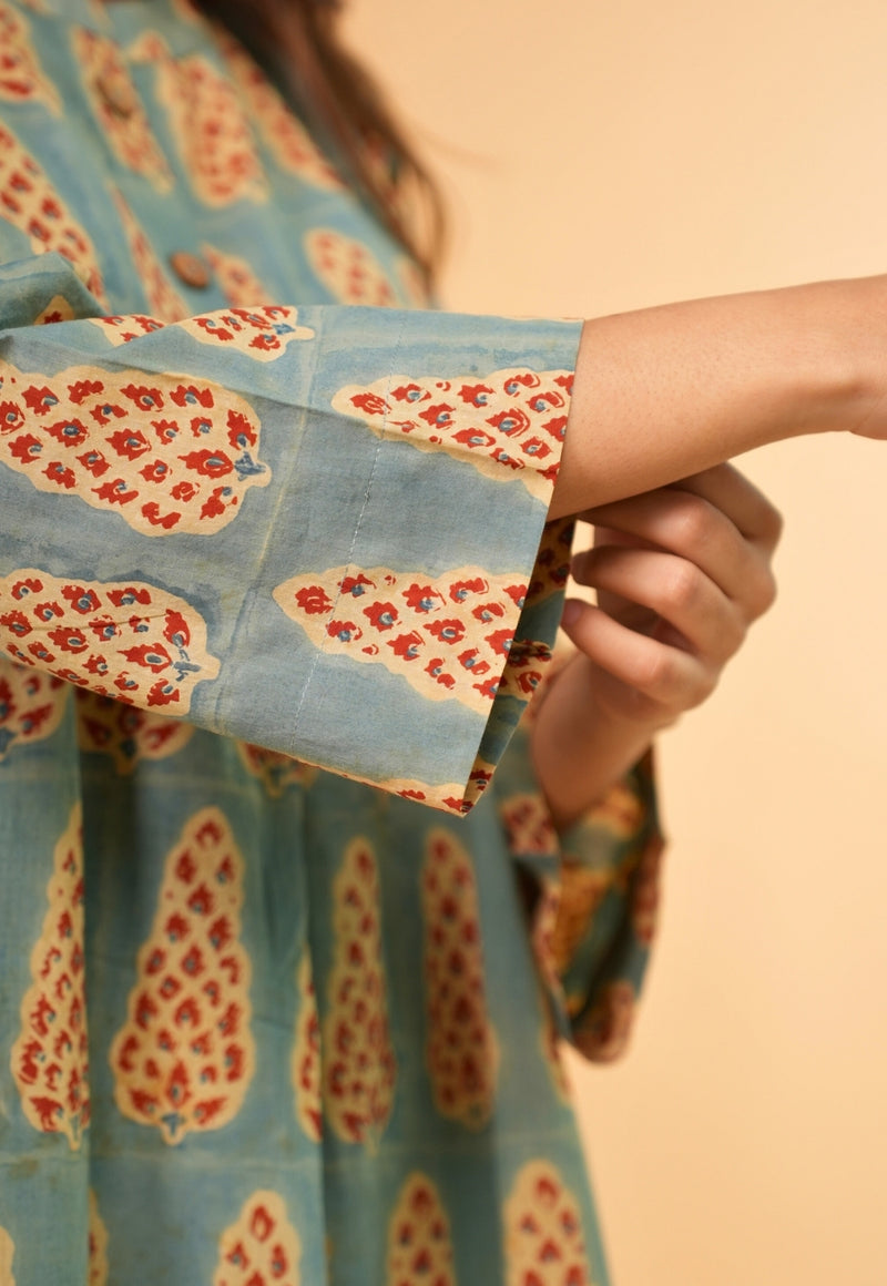 Ayaat Blue Ajrakh Cotton Straight Co-Ord Set