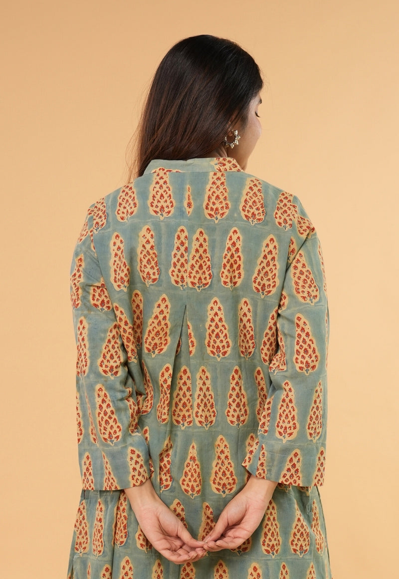 Ayaat Blue Ajrakh Cotton Straight Co-Ord Set