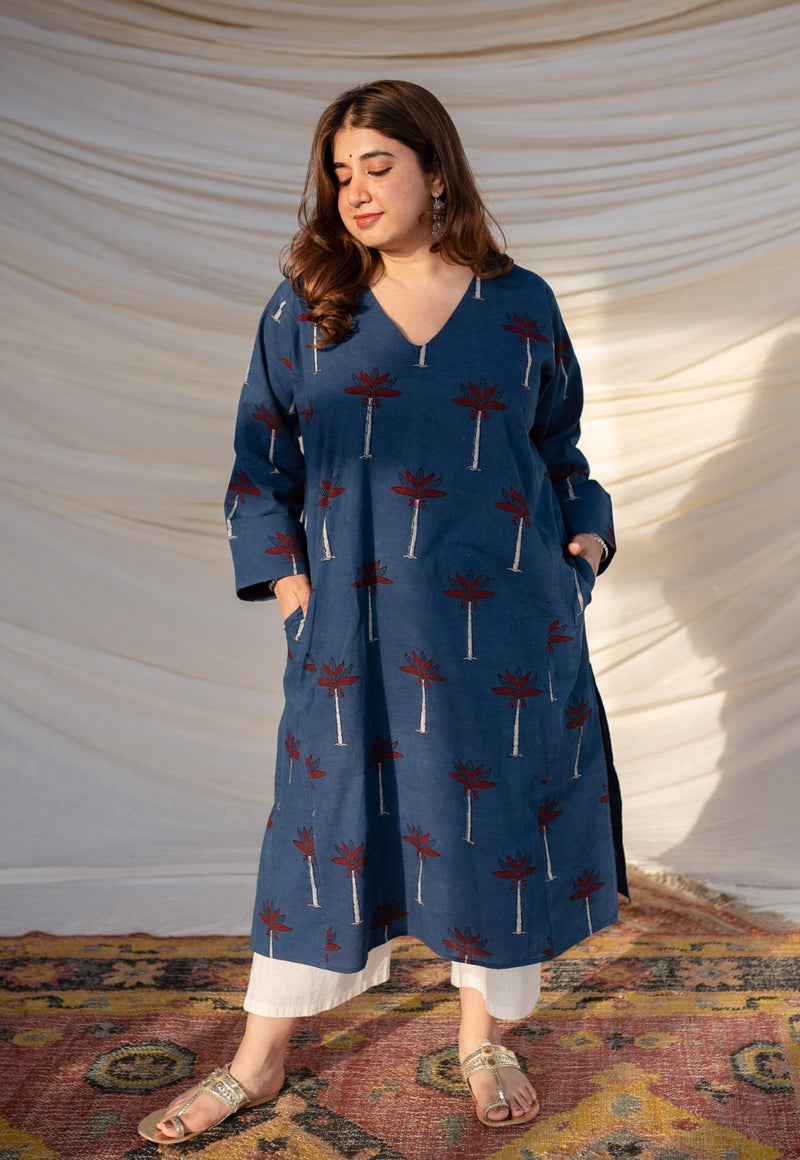 Shabina Ajrakh Cotton Jhabba Kali Kurta