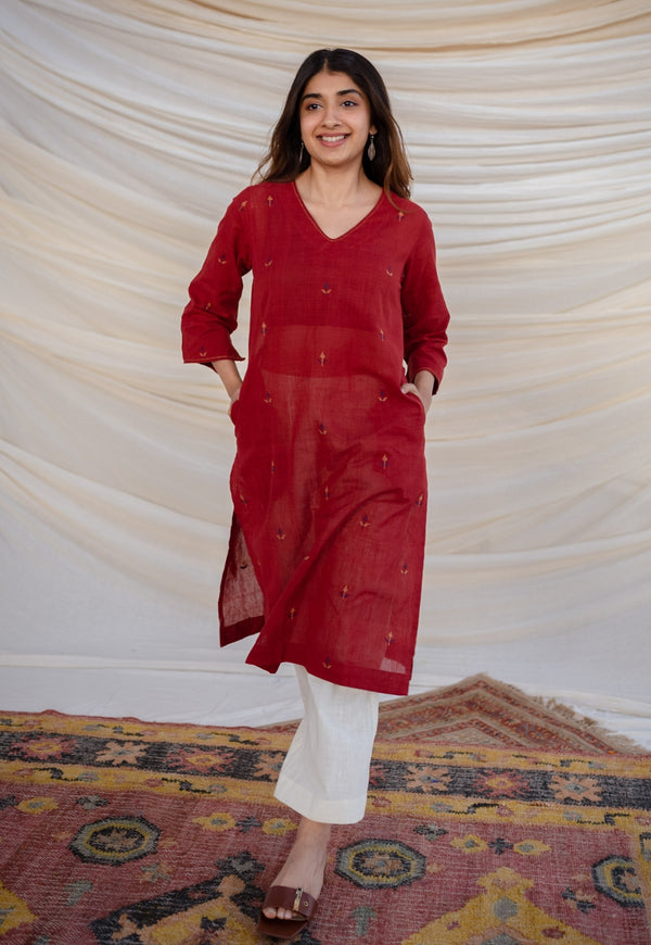 Aafiya Jamdani Cotton Kurta